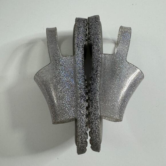 MINI MELISSA Silver Sparkle Slide Sandals With Strap 10 - Picture 2 of 6